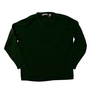 Liz Claiborne Ribbed V-Neck Sweater Black Cotton Blend Size 1X Plus